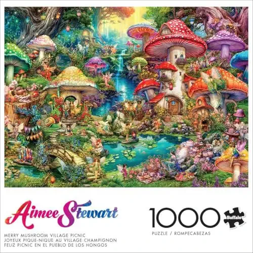 Buffalo Games - Aimee Stewart - Merry Mushroom Village Picnic - 1000 Piece Jigsaw Puzzle for Adults Challenging Puzzle Perfect for Game Nights - Finished Puzzle Size is 26.75 x 19.75 - 4