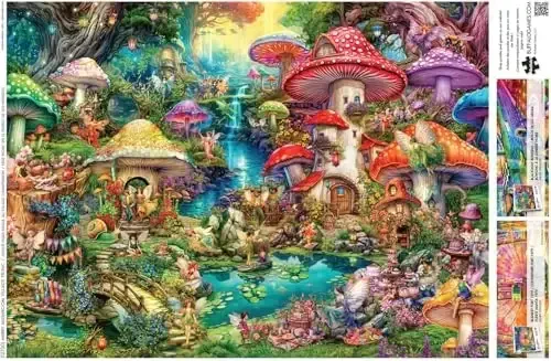 Buffalo Games - Aimee Stewart - Merry Mushroom Village Picnic - 1000 Piece Jigsaw Puzzle for Adults Challenging Puzzle Perfect for Game Nights - Finished Puzzle Size is 26.75 x 19.75 - 5