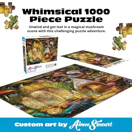 Buffalo Games – Aimee Stewart Merry Mushroom Cottage 1000 Piece Jigsaw Puzzle for Adults, Whimsical Fantasy Scene, Made in USA - 4