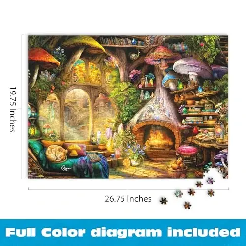 Buffalo Games – Aimee Stewart Merry Mushroom Cottage 1000 Piece Jigsaw Puzzle for Adults, Whimsical Fantasy Scene, Made in USA - 5