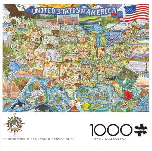 Buffalo Games - Carrie Wagner - Rangli Qishloq - 1000 Bo'lakli Kattalar Uchun Jigso Bulmacha O'yini Qiyin Bulmacha O'yin Kechalari Uchun Ideal - Tayyor Bulmacha Hajmi 26,75 x 19,75 - 3