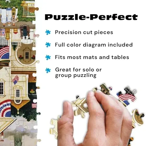 Buffalo Games - Jigsaw Puzzle 500 Pieces for Adults - Charles Wysocki Lady Liberty’s Independence Day Enterprising - Premium Giftable Foil Box with Reference Poster - Made in USA - 4