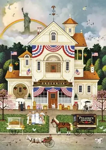 Buffalo Games - Charles Wysocki - Lady Liberty's Independence Day Enterprising - 500 Piece Jigsaw Puzzle for Adults -Challenging Puzzle Perfect for Game Nights - 3