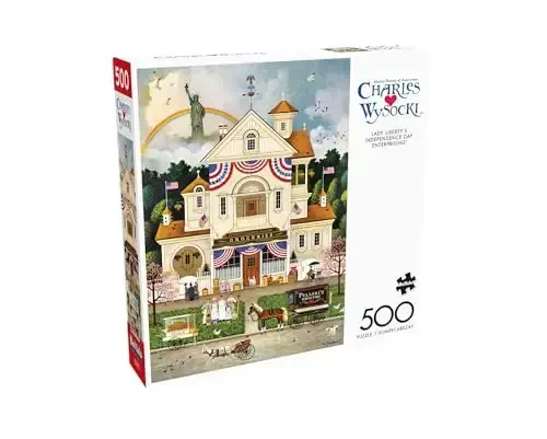 Buffalo Games - Charles Wysocki - Lady Liberty's Independence Day Enterprising - 500 Piece Jigsaw Puzzle for Adults -Challenging Puzzle Perfect for Game Nights - 5