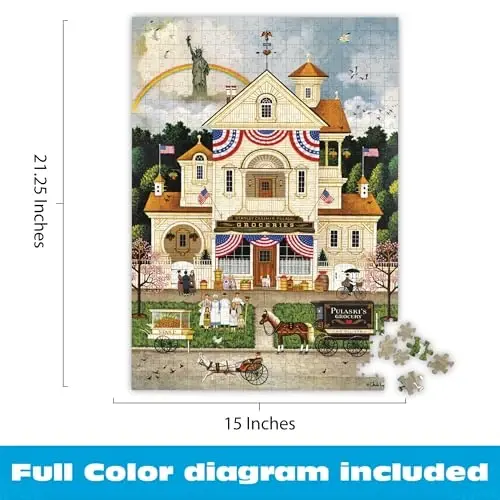 Buffalo Games - Charles Wysocki - Lady Liberty's Independence Day Enterprising - 500 Piece Jigsaw Puzzle for Adults -Challenging Puzzle Perfect for Game Nights - 3