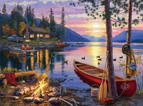 Buffalo Games - Darrell Bush - Canoe Lake - 1000 Piece Jigsaw Puzzle For Adults - Challenging Puzzle Perfect for Game Nights - Finished Size Is 26.75 x 19.75 - 1