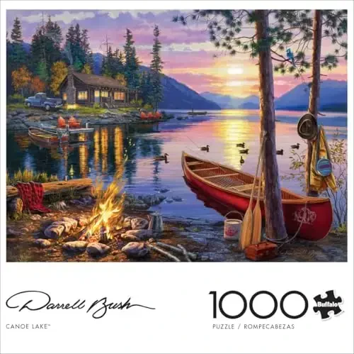 Buffalo Games - Darrell Bush - Canoe Lake - 1000 Piece Jigsaw Puzzle For Adults - Challenging Puzzle Perfect for Game Nights - Finished Size Is 26.75 x 19.75 - 2