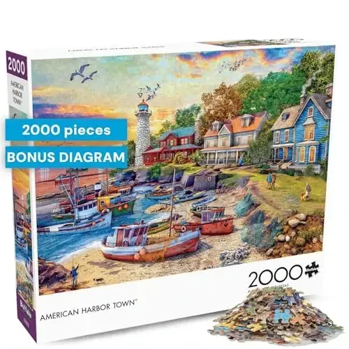 Buffalo Games - Dominic Davison - American Harbor Town - 2000 Piece Jigsaw Puzzle for Adults -Challenging Puzzle Perfect for Game Nights - Finished Size is 38.50 x 26.50 - 1
