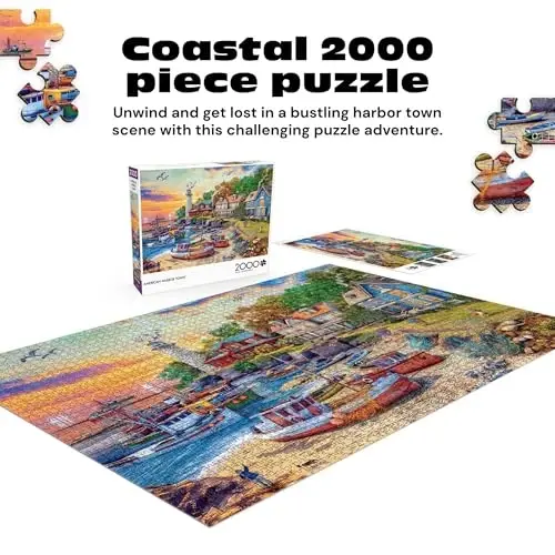 Buffalo Games - Dominic Davison - American Harbor Town - 2000 Piece Jigsaw Puzzle for Adults -Challenging Puzzle Perfect for Game Nights - Finished Size is 38.50 x 26.50 