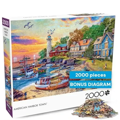Buffalo Games - Dominic Davison - American Harbor Town - 2000 Piece Jigsaw Puzzle for Adults -Challenging Puzzle Perfect for Game Nights - Finished Size is 38.50 x 26.50 - 2
