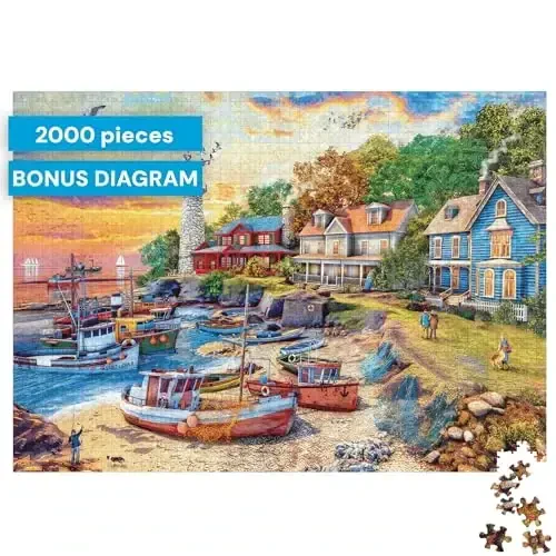 Buffalo Games - Dominic Davison - American Harbor Town - 2000 Piece Jigsaw Puzzle for Adults -Challenging Puzzle Perfect for Game Nights - Finished Size is 38.50 x 26.50 - BUFFALO (1)