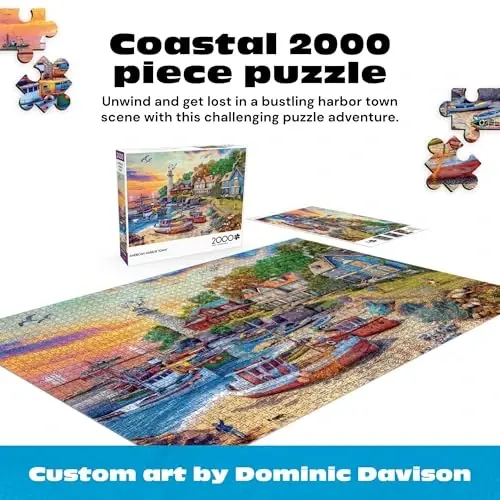 Buffalo Games - Dominic Davison - American Harbor Town - 2000 Piece Jigsaw Puzzle for Adults -Challenging Puzzle Perfect for Game Nights - Finished Size is 38.50 x 26.50 - 3