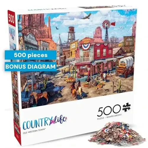 Buffalo Games - Dominic Davison - Old Western Town - 500 Piece Jigsaw Puzzle For Adults -Challenging Puzzle Perfect for Game Nights - Finished Puzzle Size is 21.25 x 15.00 - 1