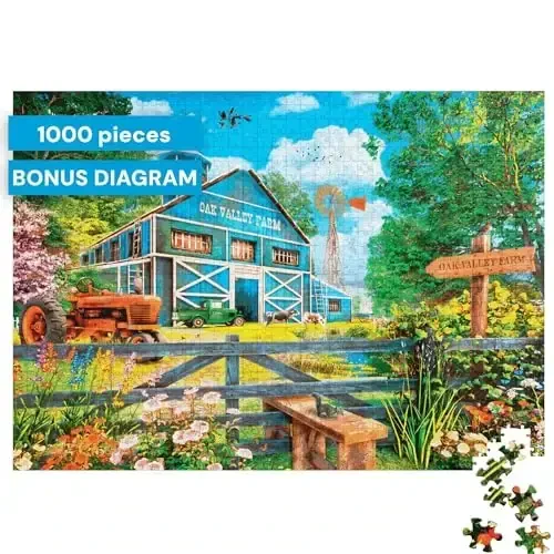 Buffalo Games - Dominic Davison - Oak Valley Farm - 1000 Piece Jigsaw Puzzle for Adults -Challenging Puzzle Perfect for Game Nights - Finished Size is 26.75 x 19.75 - 2