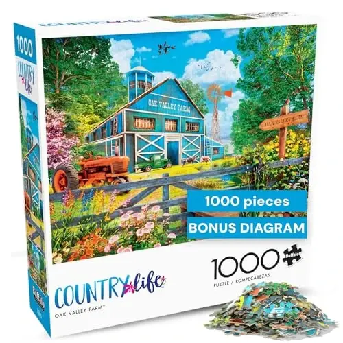 Buffalo Games - Dominic Davison - Oak Valley Farm - 1000 Piece Jigsaw Puzzle for Adults -Challenging Puzzle Perfect for Game Nights - Finished Size is 26.75 x 19.75 - BUFFALO