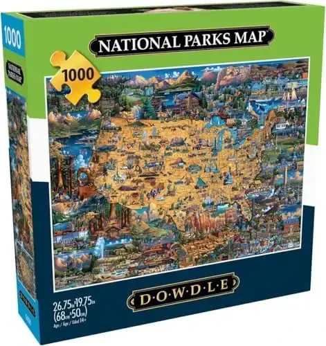 Buffalo Games - Dowdle - National Parks Map - 1000 Piece Jigsaw Puzzle for Adults -Challenging Puzzle Perfect for Game Nights - Finished Size is 26.75 x 19.75 - 2