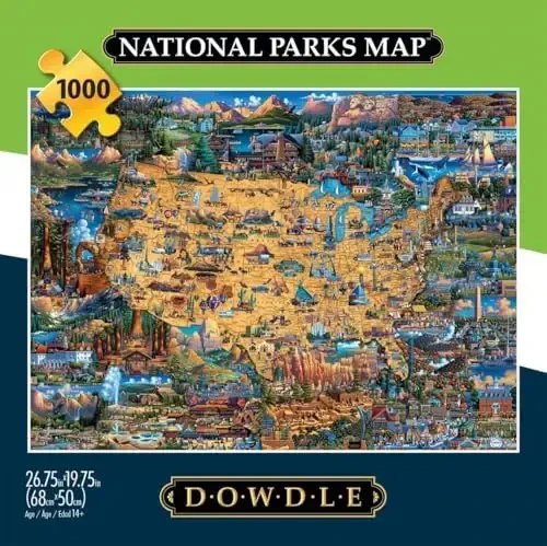 Buffalo Games - Dowdle - National Parks Map - 1000 Piece Jigsaw Puzzle for Adults -Challenging Puzzle Perfect for Game Nights - Finished Size is 26.75 x 19.75 - 3