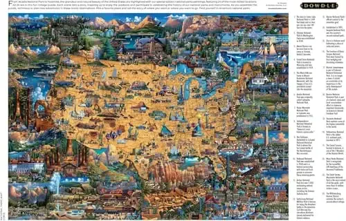 Buffalo Games - Dowdle - National Parks Map - 1000 Piece Jigsaw Puzzle for Adults -Challenging Puzzle Perfect for Game Nights - Finished Size is 26.75 x 19.75 - 5