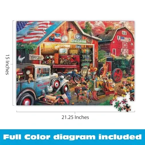 Buffalo Games - Antique Barn - Eduard - 500 Piece Jigsaw Puzzle for Adults - Charming Country Life Scene - Challenging Puzzle Perfect for Game Nights - Finished Size 21.25 x 15.00 - 4