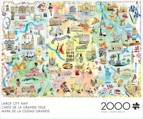 Buffalo Games - Fay Ford - Large City Map - 2000 Piece Jigsaw Puzzle for Adults - Challenging Puzzle Perfect for Game Nights - Finished Size is 38.50 x 26.50 - BUFFALO (1)