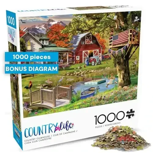 Buffalo Games - Garry Walton - Country Clubhouse - 1000 Piece Jigsaw Puzzle for Adults -Challenging Puzzle Perfect for Game Nights - Finished Size is 26.75 x 19.75 - 1