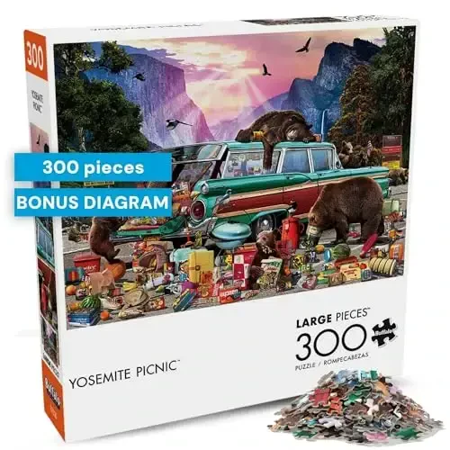Buffalo Games - Garry Walton - Yosemite Picnic - 300 Piece Jigsaw Puzzle for Adults - Challenging Puzzle Perfect for Game Nights - Finished Puzzle Size is 21.25 x 15.00 - 1