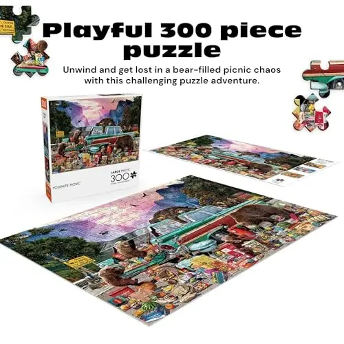 Buffalo Games - Garry Walton Yosemite Picnic 300 Piece Jigsaw Puzzle for Adults 14 and up - Challenging Puzzle Perfect for Game Nights - Colorful Puzzles – Precision-Cut Pieces, Beautiful Artwork - 3