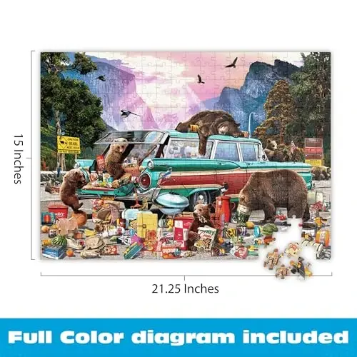 Buffalo Games - Garry Walton Yosemite Picnic 300 Piece Jigsaw Puzzle for Adults 14 and up - Challenging Puzzle Perfect for Game Nights - Colorful Puzzles – Precision-Cut Pieces, Beautiful Artwork - 4