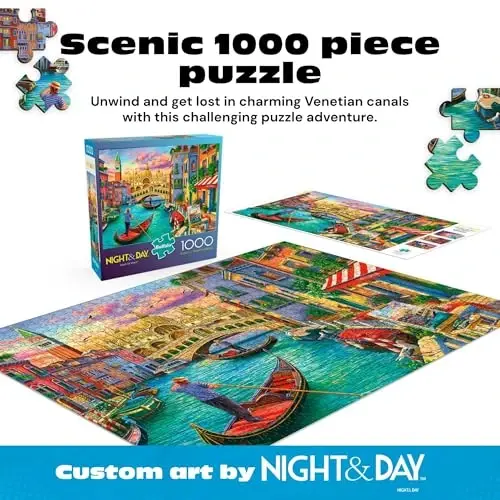 Buffalo Games - Sights of Venice - 1000 Piece Jigsaw Puzzle for Adults | Art by Image World, Made in USA, Recycled Board, Finished Size 26.6 x 19 in, Includes Poster, Frameable Art, Giftable - BUFFALO (1)