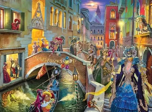 Buffalo Games - Image World - Venice Carnival - Kattalar uchun 1000 qismli boshqotirma, O'yin kechalari uchun qiyin boshqotirma - Tayyor o'lcham 26,75 x 19,75 - BUFFALO (1)