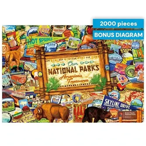 Buffalo Games - Kate Ward Thacker - Our National Parks Collage - 2000 Piece Jigsaw Puzzle for Adults - Challenging Puzzle Perfect for Game Nights - Finished Size is 38.50 x 26.50 - BUFFALO