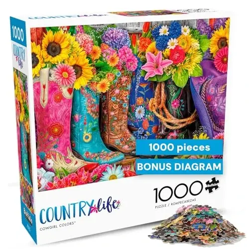 Buffalo Games - Lars Stewart - Cowgirl Colors - 1000 Piece Jigsaw Puzzle For Adults -Challenging Puzzle Perfect for Game Nights - Finished Size is 26.75 x 19.75 