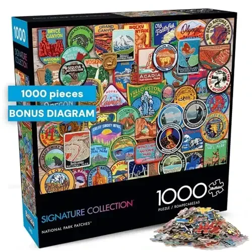 Buffalo Games - Lewis T. Johnson - National Park Patches - 1000 Piece Jigsaw Puzzle for Adults Challenging Puzzle Perfect for Game Nights - Finished Puzzle Size is 26.75 x 19.75 - 1