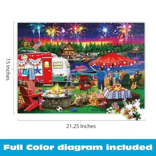 Buffalo Games - Nancy Wernersbach - Fourth by the Lake - 500 Piece Jigsaw Puzzle For Adults -Challenging Puzzle Perfect for Game Nights - Finished Size is 21.25 x 15.00 - 5