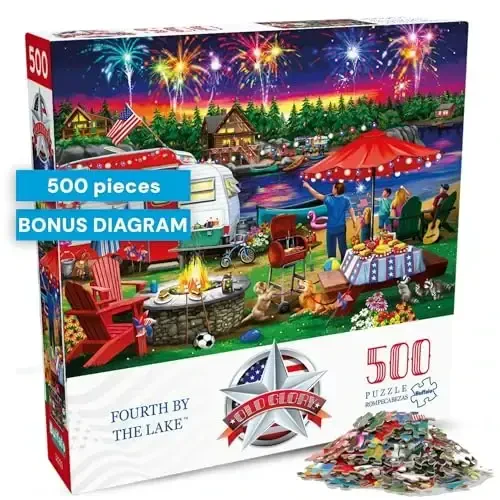Buffalo Games - Nancy Wernersbach - Fourth by the Lake - 500 Piece Jigsaw Puzzle For Adults -Challenging Puzzle Perfect for Game Nights - Finished Size is 21.25 x 15.00 - BUFFALO (1)