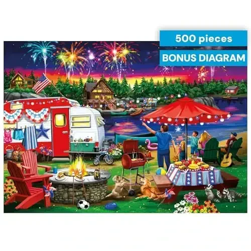 Buffalo Games - Nancy Wernersbach - Fourth by the Lake - 500 Piece Jigsaw Puzzle For Adults -Challenging Puzzle Perfect for Game Nights - Finished Size is 21.25 x 15.00 - 6
