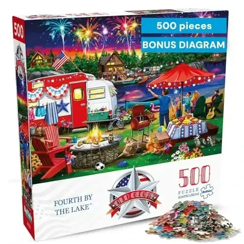 Buffalo Games - Nancy Wernersbach - Fourth by the Lake - 500 Piece Jigsaw Puzzle For Adults -Challenging Puzzle Perfect for Game Nights - Finished Size is 21.25 x 15.00 - BUFFALO