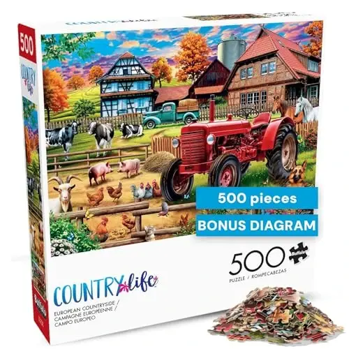 Buffalo Games - PD Moreno - Avrupa Kırsalı - Yetişkinler için 500 Parçalık Yapboz - Oyun Geceleri için Mükemmel Zorlu Yapboz - Bitmiş Boyut 21.25 x 15.00 - 3