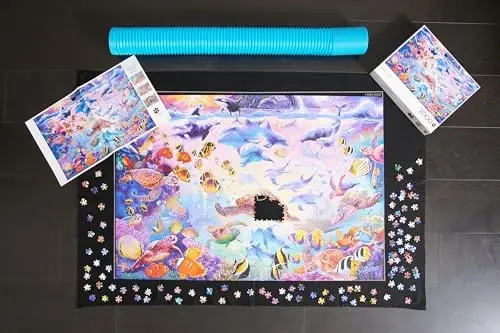 Buffalo Games - Roll-up Puzzle Mat - Jumbo Size for up to 2000 Piece Puzzles - Easy Storage and Clean Up - Expanding Tube for Roling - Save Your Jigsaw Puzzle - 3