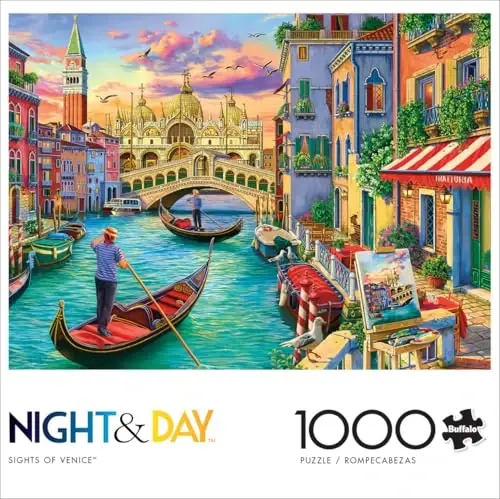 Buffalo Games - Tasvir Dunyosi - Venetsiya Manzaralari - Kattalar Uchun 1000 Qismli Jjigso Puzzle Qiyin Puzzle O'yin Kechalari Uchun Mukammal - Tayyorlangan Puzzle Hajmi 26,75 x 19,75 - 1