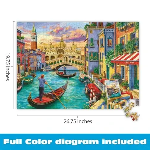 Buffalo Games - Tasvir Dunyosi - Venetsiya Manzaralari - Kattalar Uchun 1000 Qismli Jjigso Puzzle Qiyin Puzzle O'yin Kechalari Uchun Mukammal - Tayyorlangan Puzzle Hajmi 26,75 x 19,75 - 3