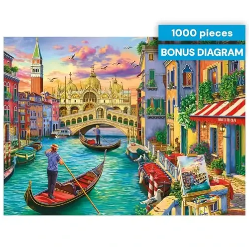 Buffalo Games - Tasvir Dunyosi - Venetsiya Manzaralari - Kattalar Uchun 1000 Qismli Jjigso Puzzle Qiyin Puzzle O'yin Kechalari Uchun Mukammal - Tayyorlangan Puzzle Hajmi 26,75 x 19,75 - 6