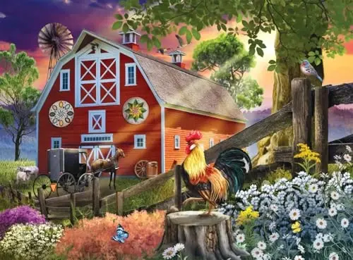 Buffalo Games - Tom Wood - Morning at The Farm - 1000 Piece Jigsaw Puzzle for Adults -Challenging Puzzle Perfect for Game Nights - Finished Size is 26.75 x 19.75 - 2