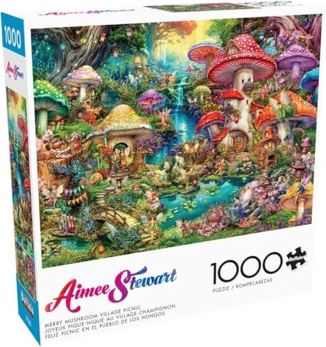Buffalo Games - Aimee Stewart - Merry Mushroom Village Picnic - 1000 Piece Jigsaw Puzzle for Adults -Challenging Puzzle Perfect for Game Nights - Finished Size is 26.75 x 19.75 - Buffalo (1)