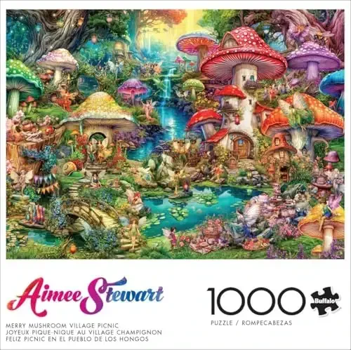 Buffalo Games - Aimee Stewart - Merry Mushroom Village Picnic - 1000 Piece Jigsaw Puzzle for Adults -Challenging Puzzle Perfect for Game Nights - Finished Size is 26.75 x 19.75 - 3