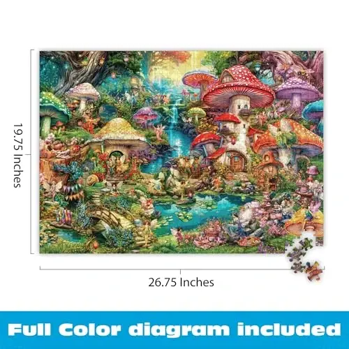 Buffalo Games - 1000 Piece Jigsaw Puzzle Aimee Stewart Merry Mushroom Village Picnic, Made in USA, Premium Recycled Board, Full-Color Poster, Giftable - 3