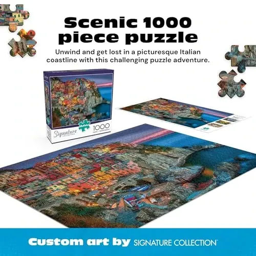 Buffalo Games - Cinque Terre Italy Coastal - 1000 Piece Puzzle for Adults | Art by Peter Stewart, Made in USA, Recycled Board, Finished Size 26.75 x 19.75 in, Includes Poster, Frameable Art, Giftable - BUFFALO (1)