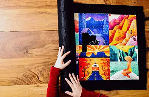 Buffalo Games - Roll-Up Puzzle Mat - Puzzle Saver and Assembly Accessory - Felt Mat - Fits up to 1000 Piece Puzzle - Black - 2