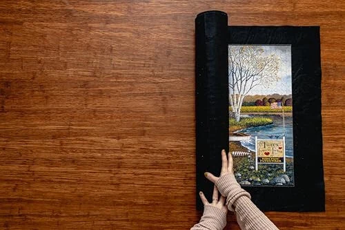 Buffalo Games - Roll-Up Puzzle Mat - Puzzle Saver and Assembly Accessory - Felt Mat - Fits up to 1000 Piece Puzzle - Black - 5