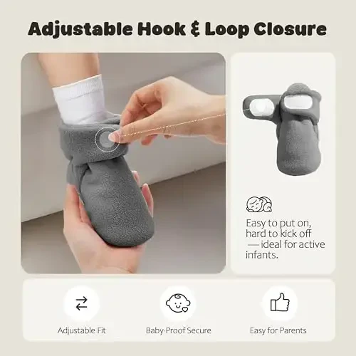 Bufims Baby Fleece Booties Newborn Unisex Booties Non-Slip Newborn Infant First Walkers Warm Shoes House Slippers for Baby Boys & Baby Girls Toddlers - 3